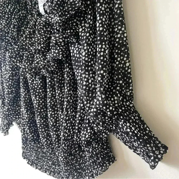 MISA Los Angeles Carlan Off Shoulder Top in Black with White Dots Size XS EUC - Picture 5 of 9